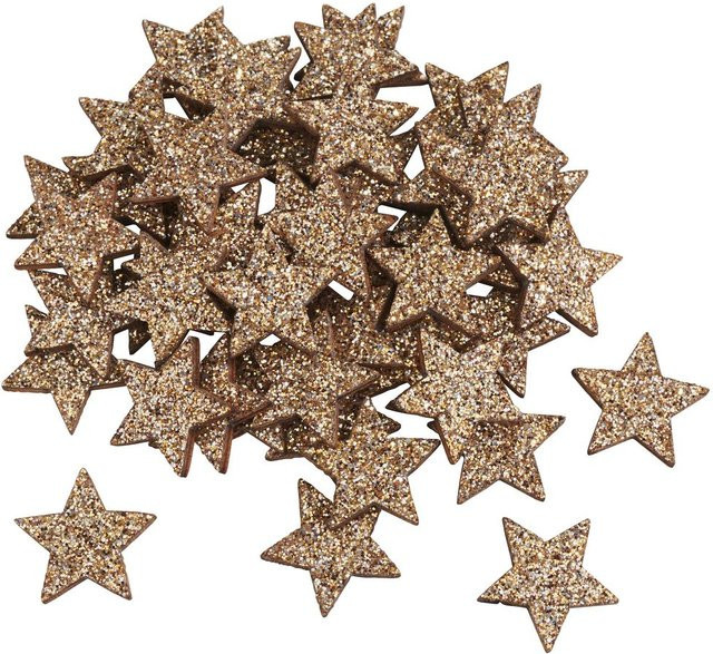 VBS Streuteile Shiny Stars Sterne aus Sperrholz in Gold für Weihnachten, Geburtstage und Hochzeiten - Bild 1