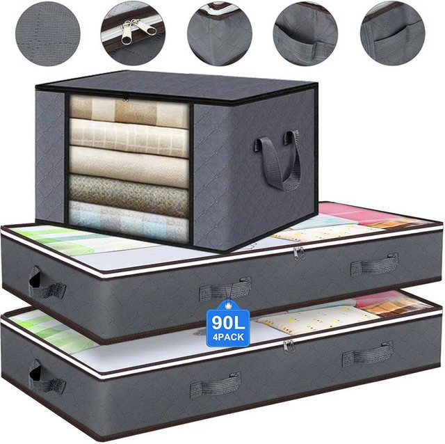 Untior Aufbewahrungstasche aus Vlies für unter das Bett, faltbarer Organizer für den Kleiderschrank, grau - Bild 1