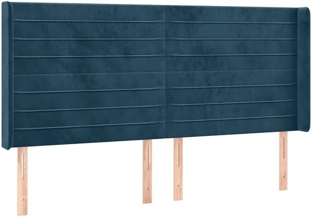 vidaXL Kopfteil mit Ohren in Dunkelblau aus Samt, Breite: 203 cm, Tiefe: 16 cm, Höhe: 118/128 cm - Bild 1