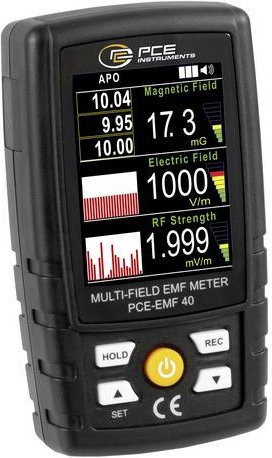 PCE Instruments PCE-EMF 40 Magnetfeldtester in Schwarz für Nieder- und Hochfrequenzen mit 3-Achsen Messung und 2,4 Zoll Anzeige - Bild 1