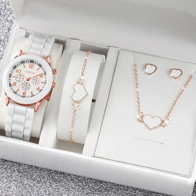 DEYROS Schmuck-Set, Armbanduhr, Quarz, Silikon, Schwarz, Damen - Bild 1