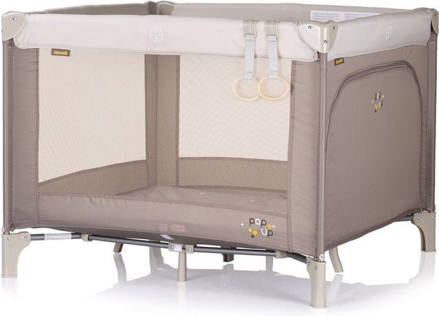 Chipolino Pop-up Reisebett Laufstall faltbar mit Matratze und Tragetasche braun - Bild 1