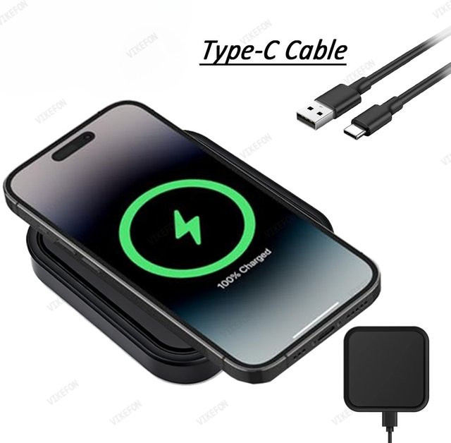 VIKEFON Kabelloses Ladegerät mit Kühlöffnung für iPhone, Samsung und Xiaomi in Schwarz - Bild 1