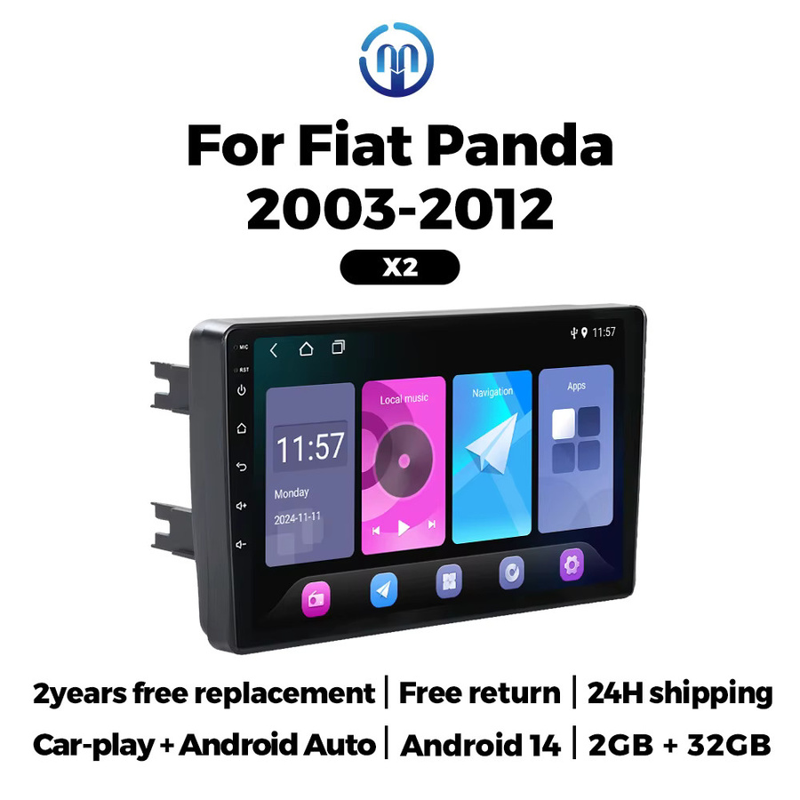 NAVIFANS Android 14 Autoradio für Fiat Panda mit GPS, Bluetooth und drahtlosem CarPlay in Schwarz - Bild 2