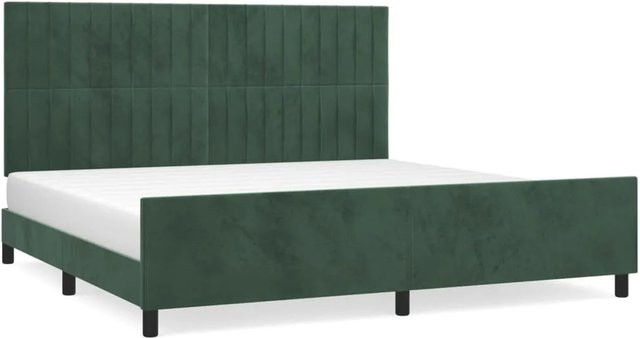vidaXL Bettgestell mit Kopfteil aus Samt in Dunkelgrün B/T/H: 200 x 200 x 128 cm - Bild 1