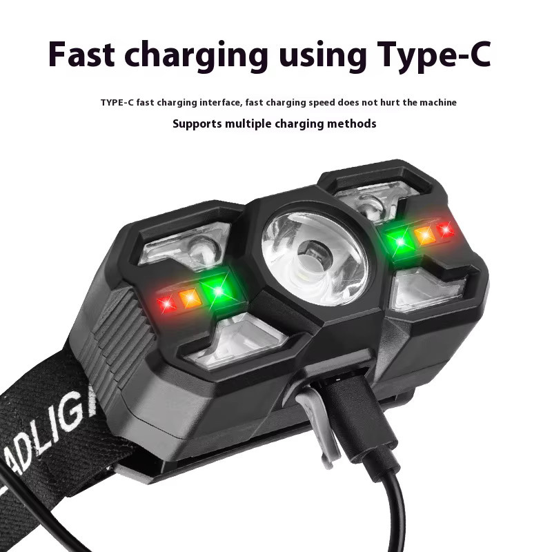 ESMARTER Mini Sensor Scheinwerfer mit Bewegungsmelder und Induktionsfunktion, wiederaufladbare Notfall-Lampe für Outdoor und Angeln, Schwarz/Rot - Bild 3