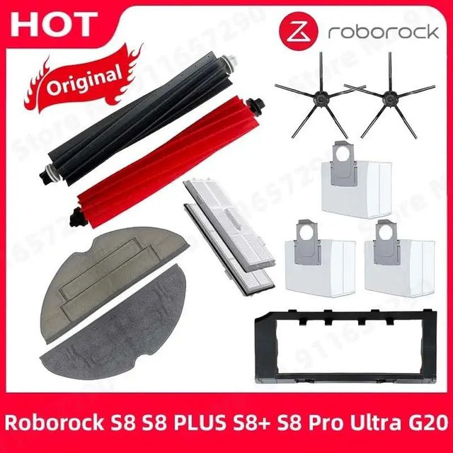 Roborock S8 Plus S8 Pro Ultra G20 Ersatzteil-Set mit Seitenbürsten, Hauptbürste, Abdeckung, Wischtuch, Filtern und Staubbeuteln in Multicolor - Bild 1