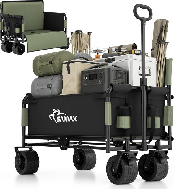 SAMAX Faltbarer Bollerwagen 2in1 mit Bank Offroad Festival Edition Matcha Grün bis 200kg - Bild 1