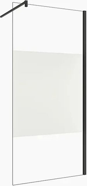 Duschparadies Walk-in Duschwand aus Nano-Glas mit Milchglasstreifen, Schwarz, B: 80 cm, H: 200 cm - Bild 1
