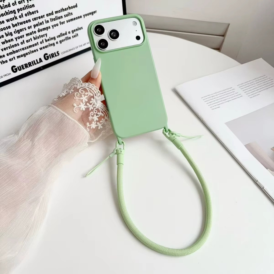 Stoßfeste Silikon Handyhülle mit Handschlaufe und Umhängeband für Apple iPhone 17 Air 16 15 14 13 12 Pro Max Plus Mini in Multicolor - Bild 1