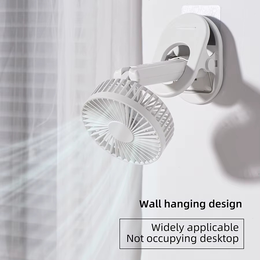 HAOYUNMA 5-in-1 USB Tragbarer Ventilator in Weiß mit 3 Geschwindigkeiten, 2000mAh Akku, Handyständer und 180 Grad verstellbarem Design als Hand-, Tisch-, Wand- und Clip-Ventilator - Bild 2