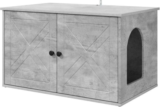 vidaXL Katzenhaus aus Holzwerkstoff in Betongrau, H x B x T: 85 x 55 x 50 cm - Bild 1