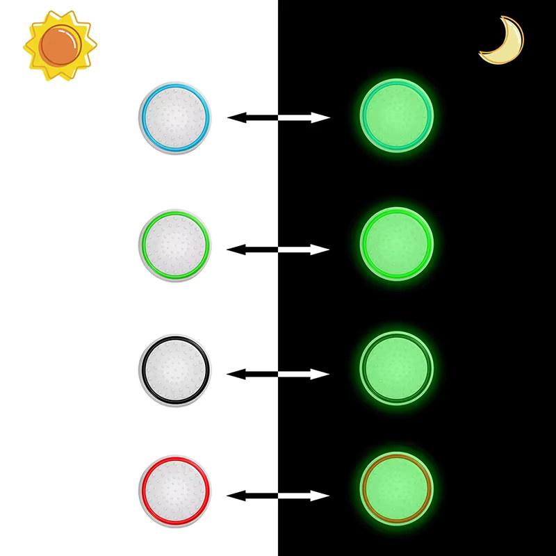 8 Stück leuchtende Silikon Thumb-Stick-Griffkappen für PS5, PS4, Xbox 360 und Xbox One Series X/S in Weiss und Multicolour von ERIKOLE - Bild 2