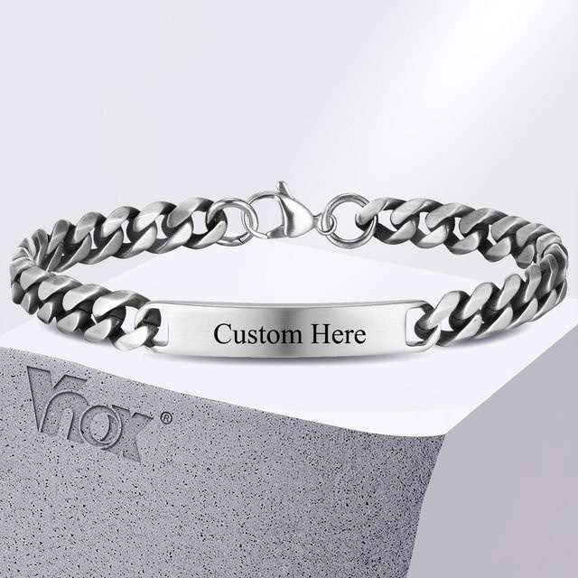Vnox Namens-ID-Armband Edelstahl, Silber, Herren - Bild 1