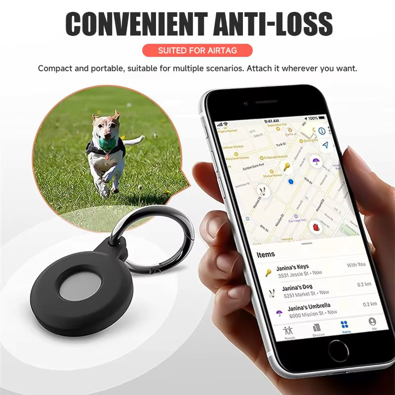 Apple AirTag Halter mit Schlüsselanhänger aus Silikon für Gepäck, Katzen- und Hundehalsbänder sowie Rucksäcke - Bild 3