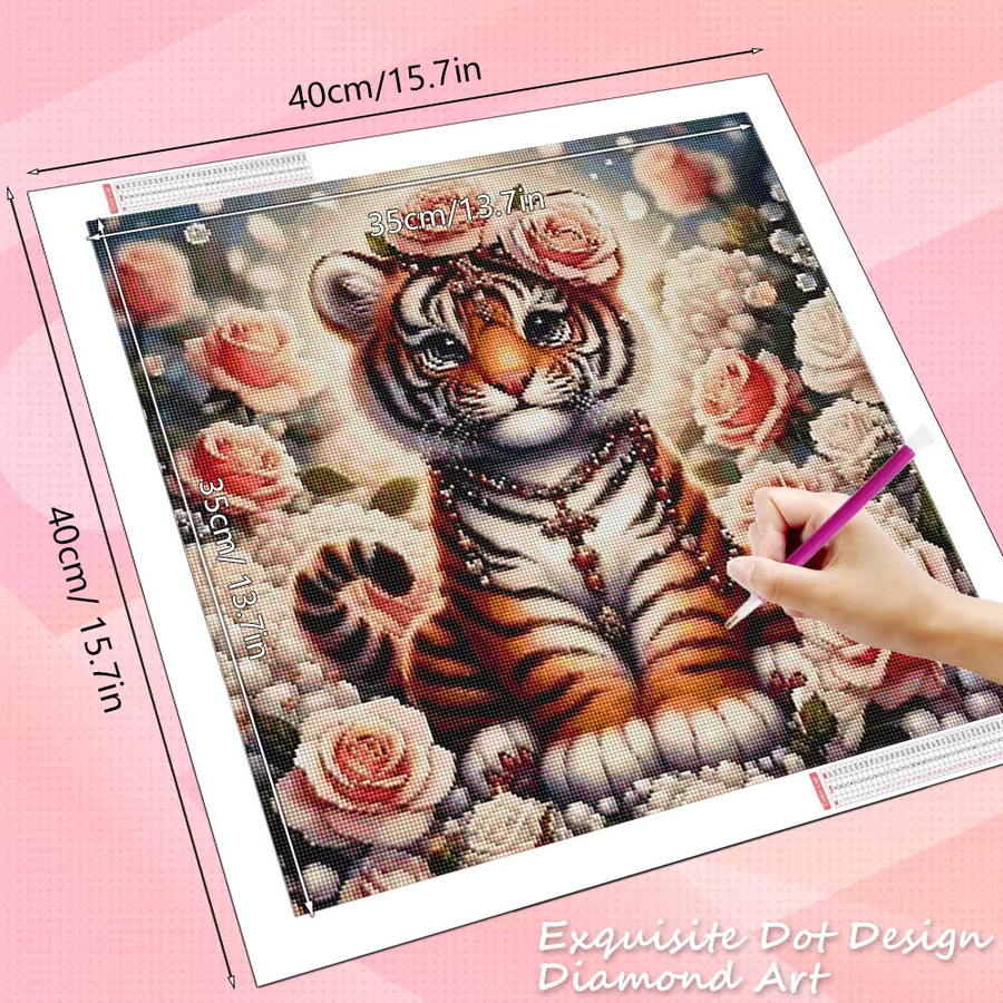 HUACAN Diamant-Mosaik-Set mit Tier- und Blumenmotiven, rund, mehrfarbig, DIY-Set für Wandbilder - Bild 2