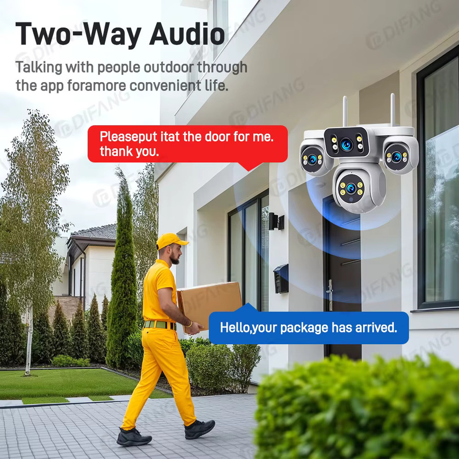 DiFang Quad-Screen PTZ WLAN-Sicherheitskamera mit 20MP, 12-fach Zoom und KI-Tracking in Weiß - Bild 3