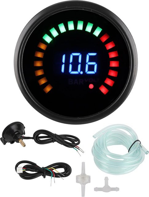 Neoglint 2 in 1 Digitalanzeige mit LED Voltmeter und Ladedruckanzeige für 12V, Schwarzes Zifferblatt, Durchmesser: 52 mm - Bild 1