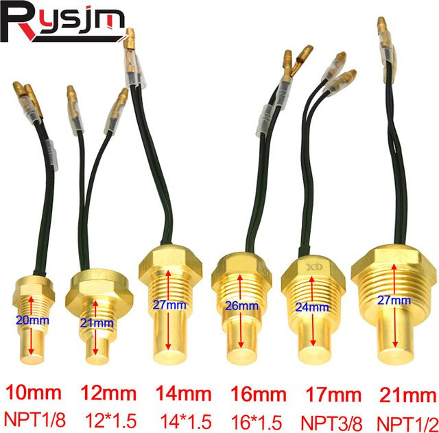 RYSJM Digitaler Wassertemperatursensor für Auto und LKW, 12V 24V, NPT1/8, 50K Kopfstecker, Farbe: Gold - Bild 1