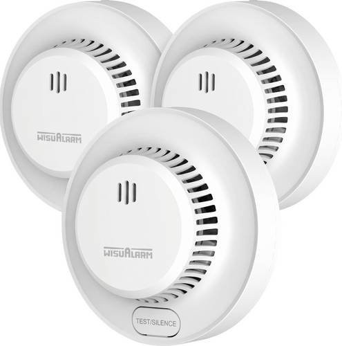 Wisualarm 3er Set DHI-HY-SA13A Rauchwarnmelder mit 10-Jahres-Batterie, Durchmesser: 98 mm, Höhe: 37,5 mm - Bild 1