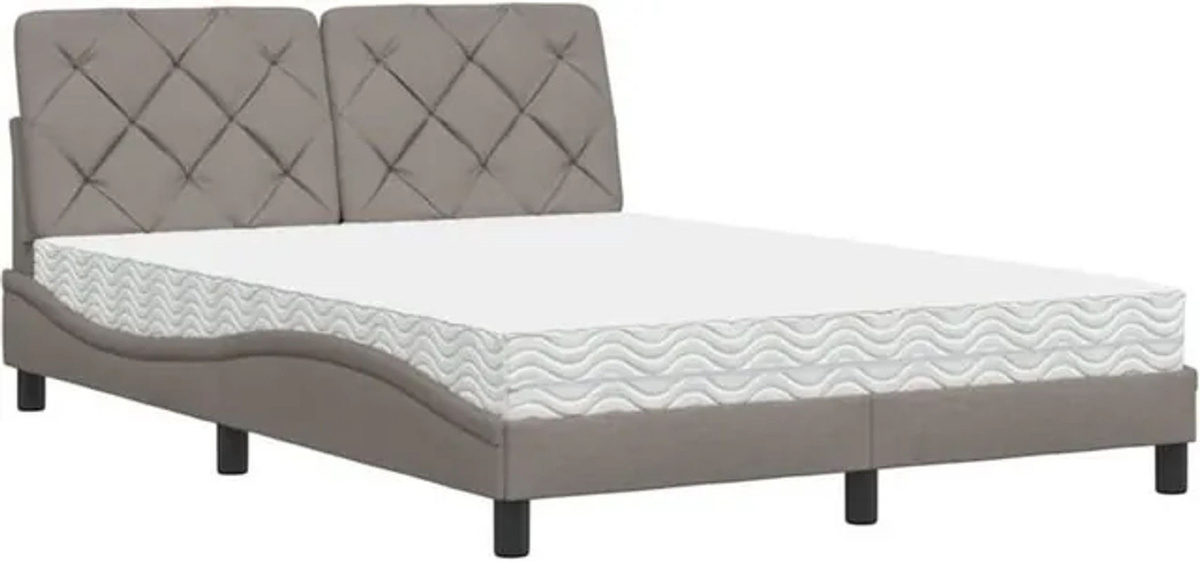 Polsterbett vidaxl mit Matratze in Taupe meliert, Modernes Bett aus Stoff und Metall, B/T: 140 x 200 cm - Bild 1