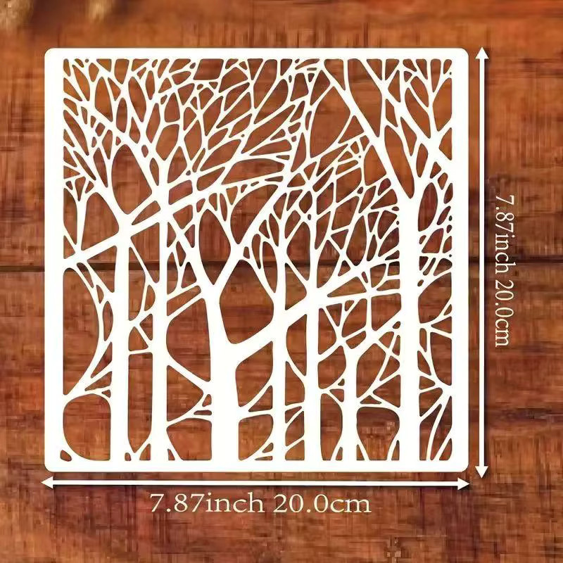 PenhuaMoban Malschablonen Set mit Zweigen und Bäumen für DIY-Handwerk aus Kunststoff, Weiß, Höhe: 20 cm - Bild 2