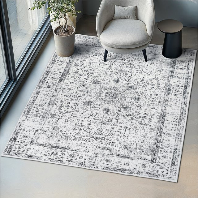tectake Aliya Vintage Designer Teppich mit Orient-Muster in Grau, B/T: 200 x 274 cm - Bild 1