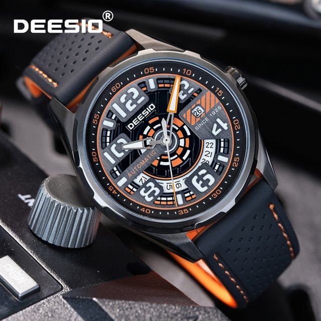 Deesio Armbanduhr Automatik, Edelstahl, Schwarz, Herren - Bild 1