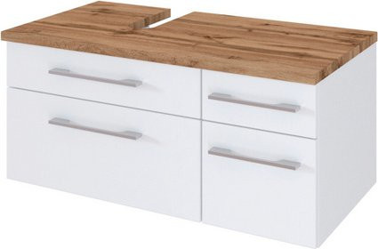HELD MÖBEL Waschtischunterschrank Davos in Weiss mit Türen und Schubladen, B/T/H: 90 x 41 x 47 cm - Bild 1