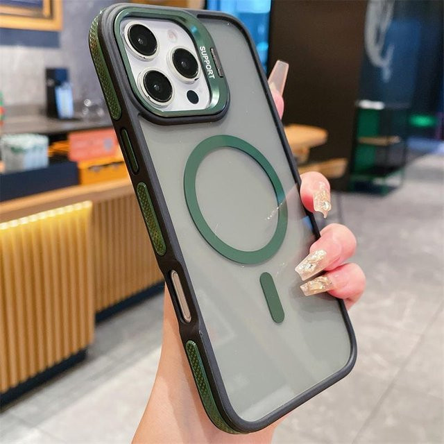 Yiran MagSafe Handyhülle mit Metall-Linsenschutz für iPhone 16 15 14 13 12 11 Pro Max Plus in Grün - Bild 1