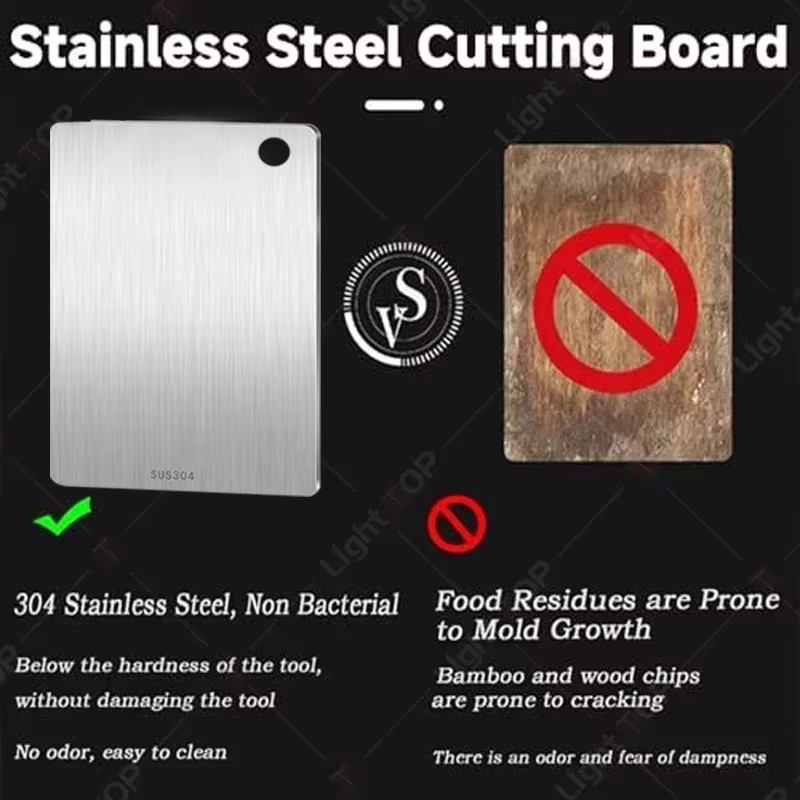 WXCOO Schneidebrett aus Edelstahl 304, rechteckiges und wendbares Fleischschneidebrett in Silber - Bild 4