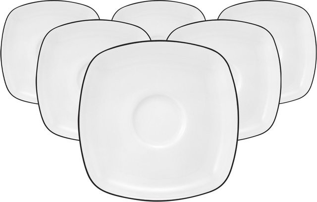 Seltmann Weiden Teeuntertassen Lido Black Line eckig aus Porzellan, Schwarz, 6er Set, B/T: 13 x 13 cm - Bild 1
