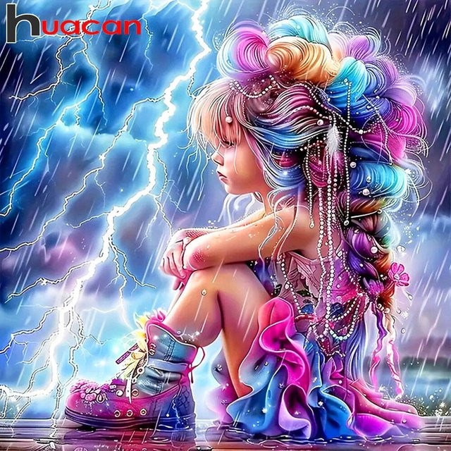 Huacan Diamond Painting für Kinder mit Lightning Motiv als dekorative Landschafts-Mosaik-Kunst in Multicolour, B/T/H: 20 x 20 x 20 cm - Bild 1