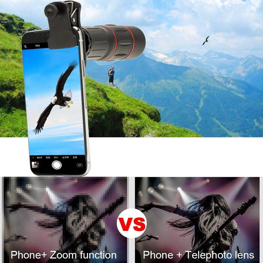 ALLOET Handy Kamera Objektiv Clip-On Zoom Teleobjektiv in Schwarz für Camping, Jagd und Sport - Bild 4