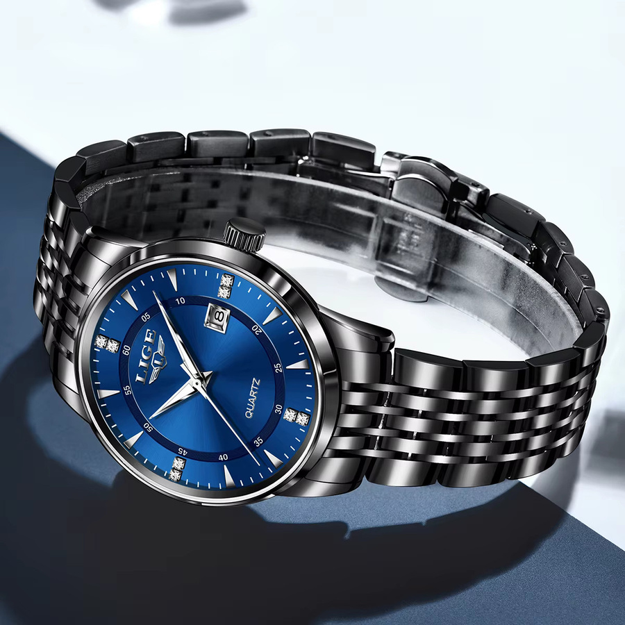 LIGE Armbanduhr Quarz, Edelstahl, Diamant, Herren - Bild 2
