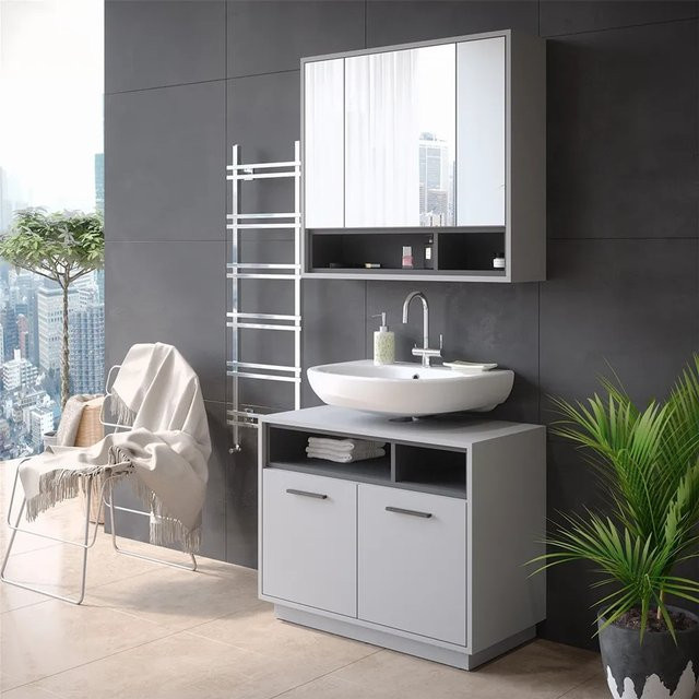 Vicco Waschtischunterschrank Beatrice Badkommode modern in Grau Anthrazit B: 80 cm, T: 64 cm, H: 24 cm - Bild 2