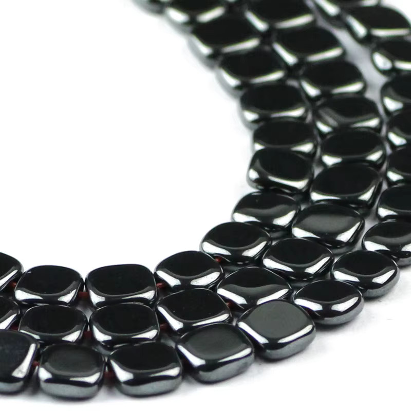 JHNBY Spacer Charm, Hämatit Naturstein, schwarz, quadratisch, Unisex - Bild 3