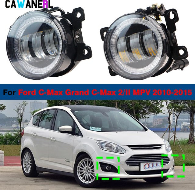 Cawanerl H11 LED Engelaugen Set für Ford C-Max, C-Max Grand C-Max und MPV, 2x30W, Tagfahrlicht und Nebelscheinwerfer, 12V - Bild 1