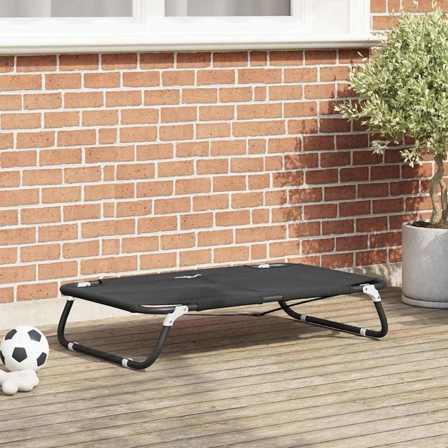 VIDAXL Hundebett in Schwarz als erhöhtes Sofa aus wetterfestem Oxford-Stoff und Metall mit gemütlicher Unterlage - Bild 1