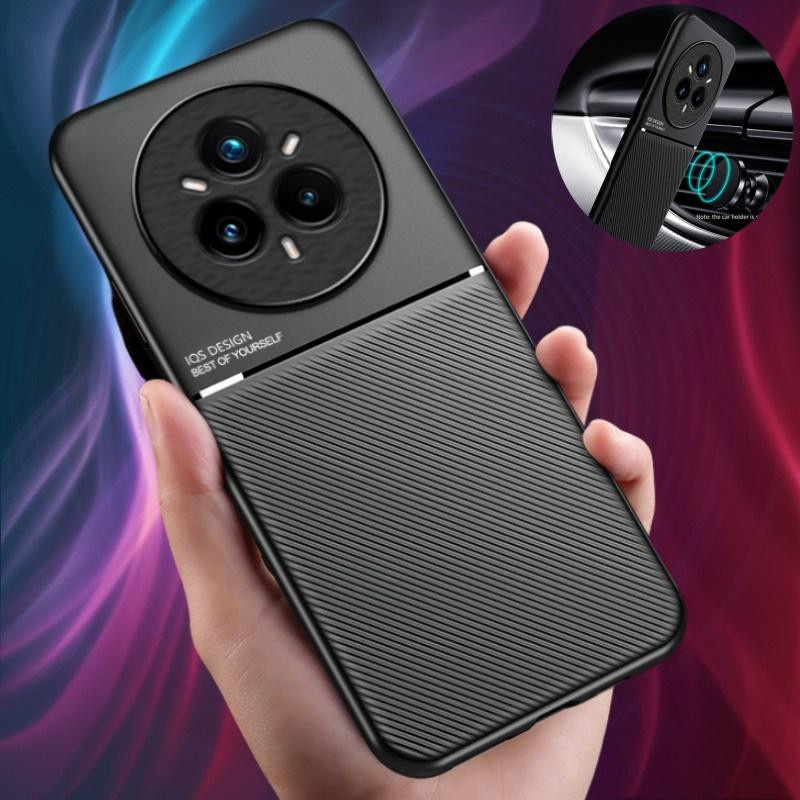 Weiche Leder Handyhülle für realme 14 Pro 5G in Schwarz mit magnetischer Auto-Halterung - Bild 4