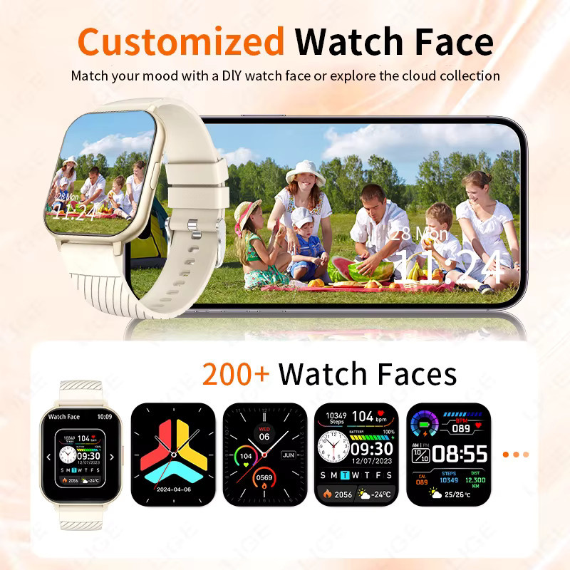 LIGE Smartwatch, 1,83 Zoll, Schwarz, Silikon, Unisex - Bild 4