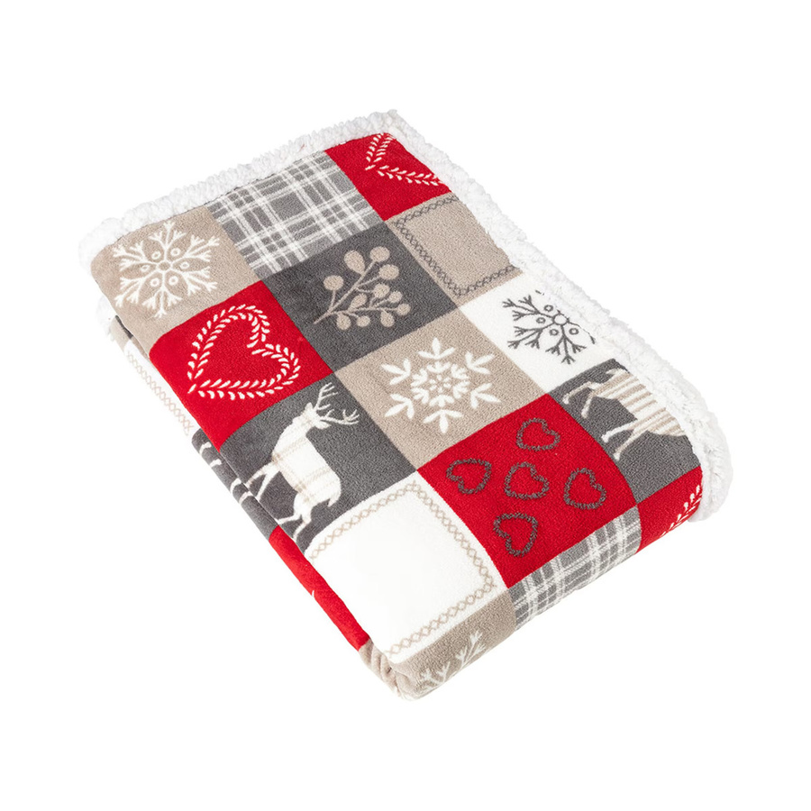 Viva Domo Kuschel-Wendedecke und Kissenbezug-Set Polar, 2-teilig, Multicolor/Rot mit grafischem Design für Erwachsene - Bild 3
