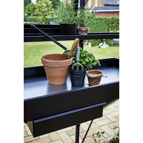 Juliana Gewächshaus Aluminiumtisch mit 3 Sektionen und Schublade Schwarz Matt B/T/H: 156 x 52 x 10 cm - Bild 6