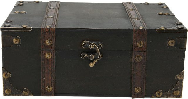 Neoglint Schmuckschatulle aus Holz im Vintage-Design, Organizer für Halsketten in Schwarz und Grau - Bild 1