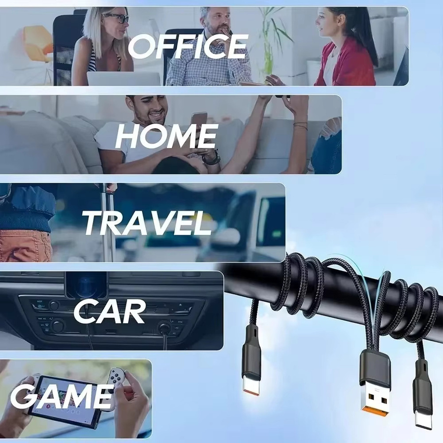 NNBILI 2-in-1 Schnellladekabel Y-Splitter USB auf Typ-C und Micro-USB Datenkabel, Schwarz - Bild 5