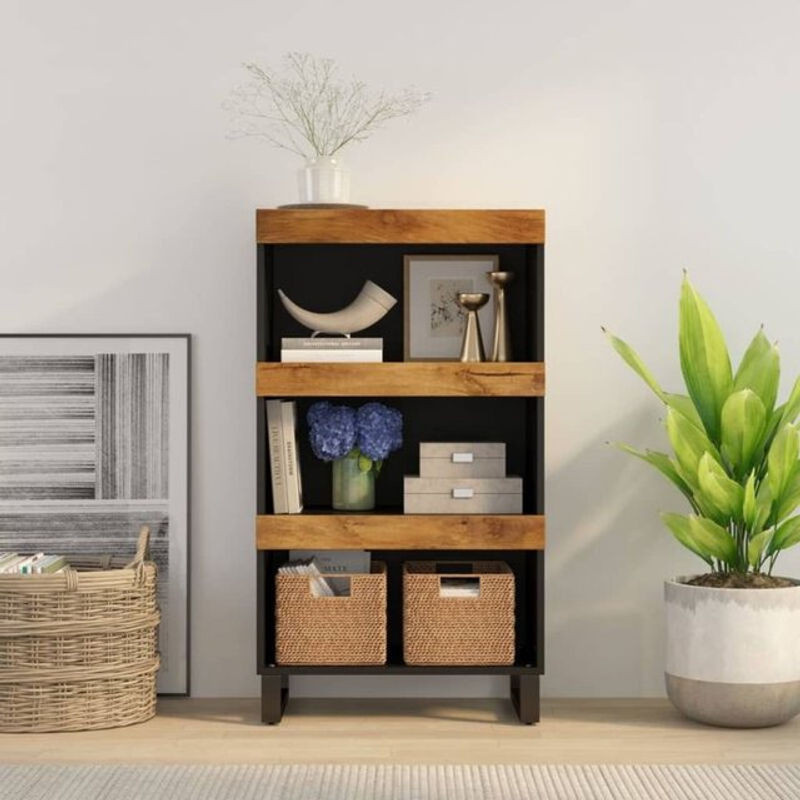 Beistellschrank aus Massivholz Mango in Braun im Industrial Design von Vidaxl, B/T/H: 60 x 33 x 107 cm - Bild 1