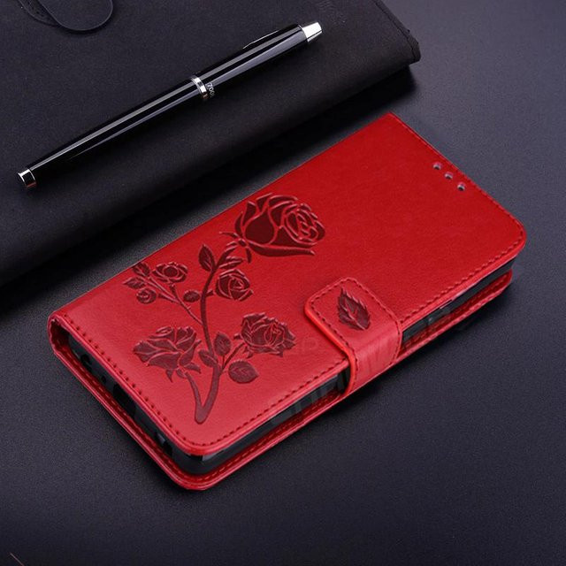 Blumen Leder Magnet Flip Case für Samsung Galaxy A51 in Rot - Bild 1
