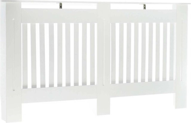 Toboli Heizkörperverkleidung in Alpinweiß mit Lamellenoptik aus MDF, B/T/H: 172 x 19 x 82 cm - Bild 1