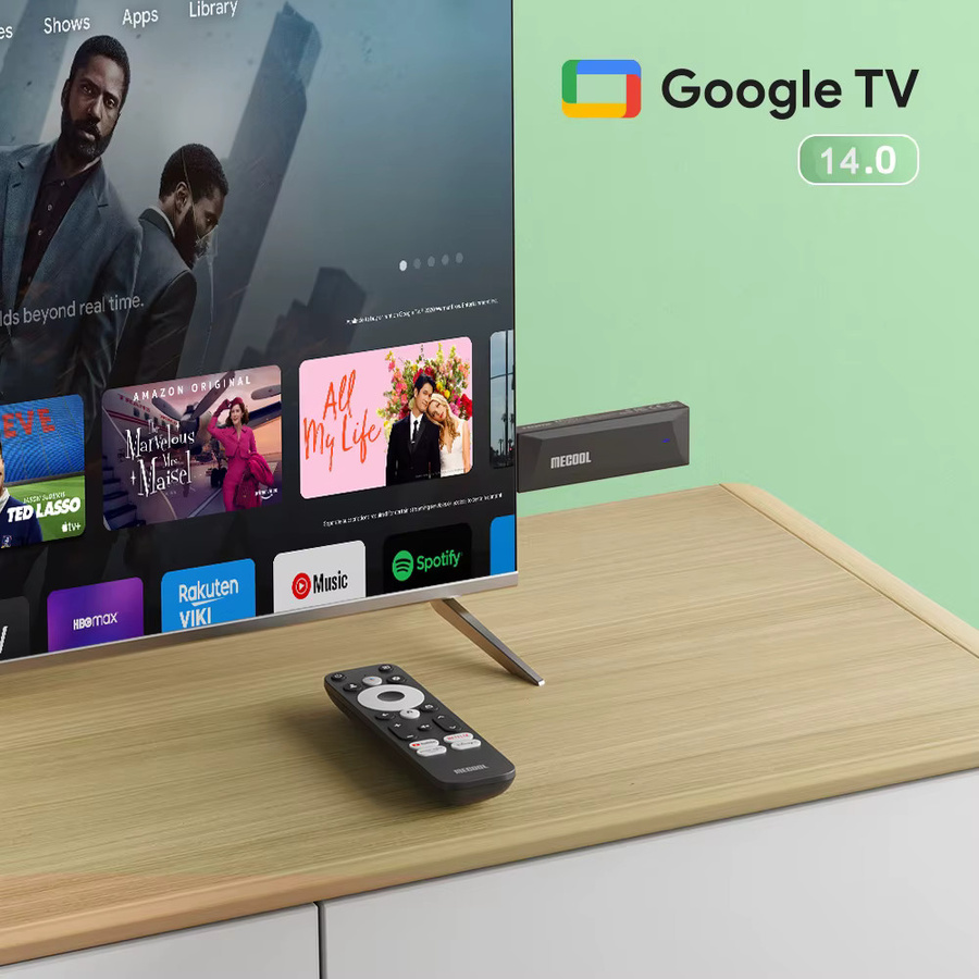 MECOOL MEgo 1 TV-Stick Media Streamer mit 8 GB Speicher, Realtek Quad-Core, 4K UHD, Google Android TV und Dolby, Schwarz - Bild 2