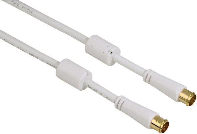 Hama SAT-Anschlusskabel mit Quick-F-Stecker, vergoldet, Farbe: Weiß, Länge: 3,0 m - Bild 1
